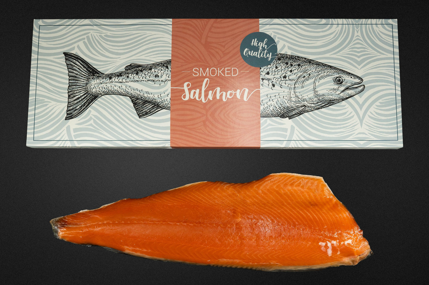Koud gerookte zalmzijde gevacumeerd 1000g in cadeau verpakking