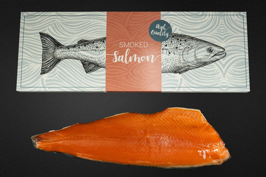 Warmgerookte zalmzijde gevacumeerd 1100g in cadeau verpakking